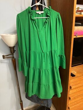 Emma & Michele Bright Green Tiered Midi Dress